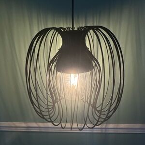 IKEA Modern Black Metal Pendant Lamp – Sculptural Cage Design – Like New